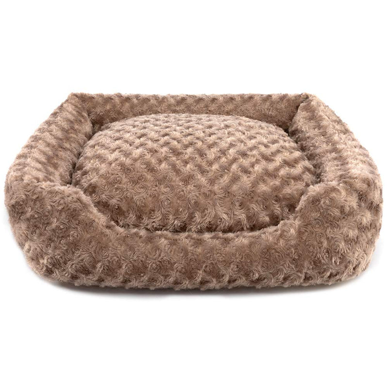 [Australia] - Hollypet Pet Bed, Self-Warming Sofa Bed for Cat and Small Medium-Sized Dog Puppy Rectangle Plush Mat Cushion Brown 