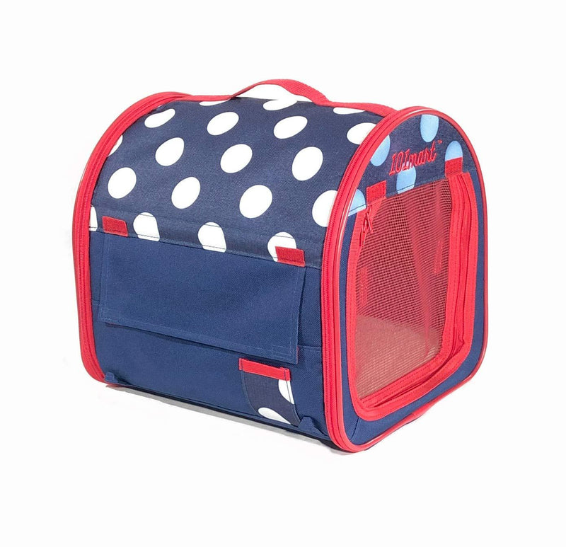 101mart Premium Soft-Sided Collapsible Pet Crate | Portable Pet Kennel and Tent for Home and On The Go | Heavy-Duty and Water-Resistant | Perfect for Indoor and Outdoor Use Mini Blue-Polka Dot - PawsPlanet Australia
