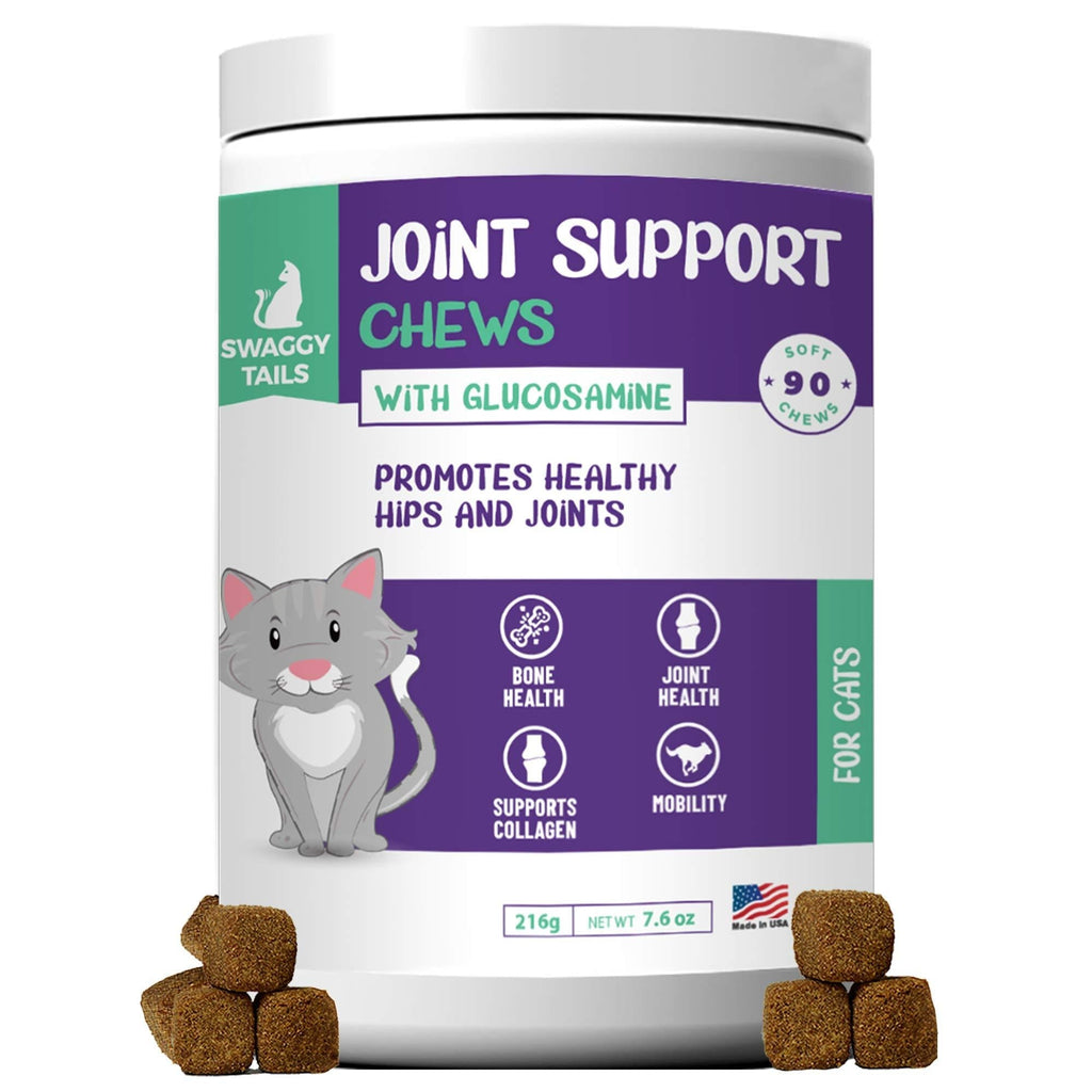 [Australia] - SWAGGY TAILS Glucosamine for Cats, Joint Inflammation Supplement, 90 Cat Joint Chews - Joint Support for Cats with MSM, Chondroitin, Antioxidants - Premium Arthritis Pet Supplements 