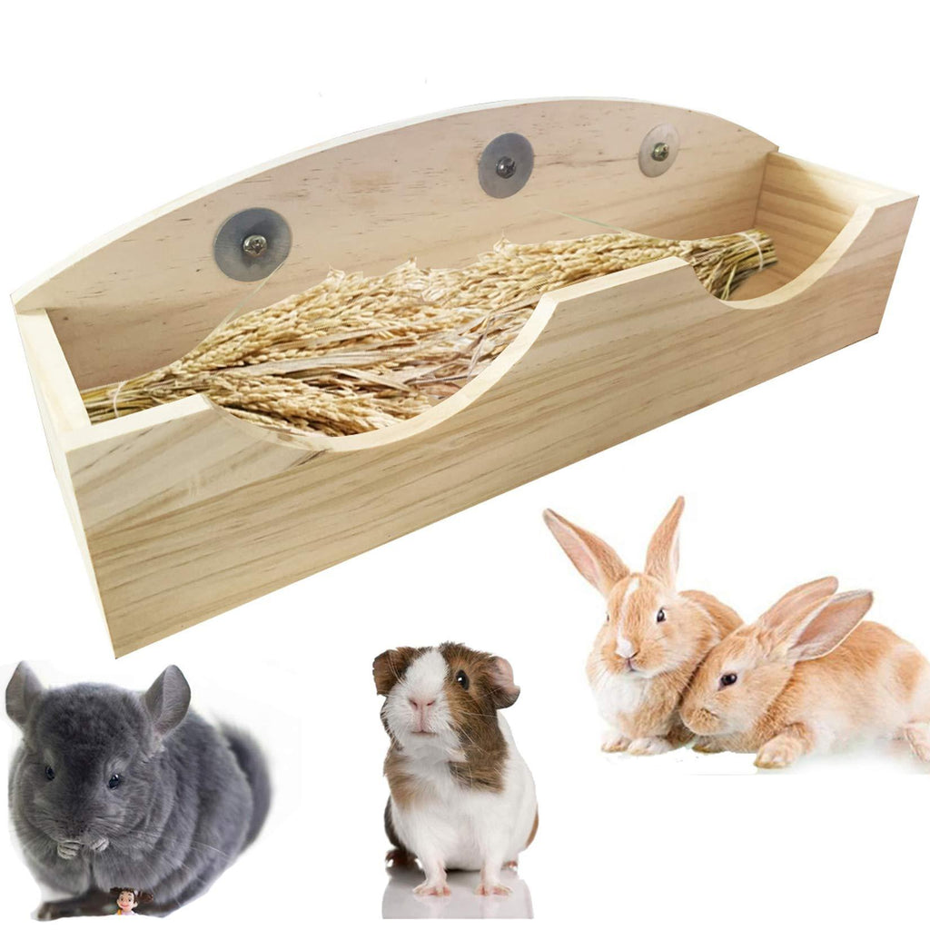 [Australia] - Hamiledyi Rabbit Hay Feeder, Bunny Food Manger Wooden Hay Manger Rack Grass Holder for Guinea Pig Chinchilla Hamster 