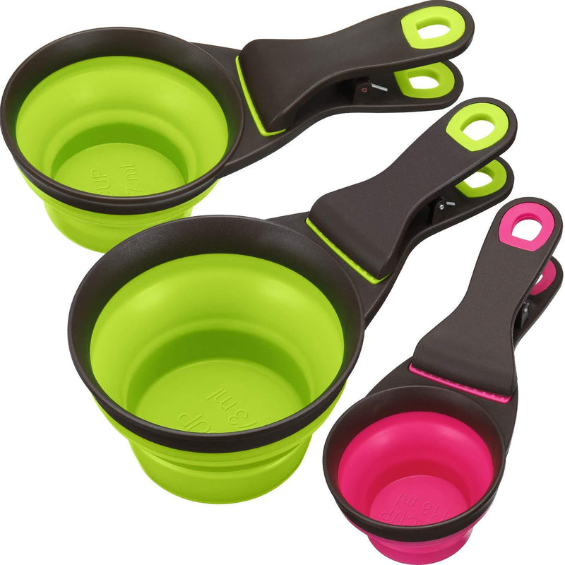 [Australia] - 3 Pieces Collapsible Pet Scoop Silicone Measuring Scoops for Dog Cat Food Water in 3 Sizes (1 Cup, 1/2 Cup and 2 Cup Capacity) 