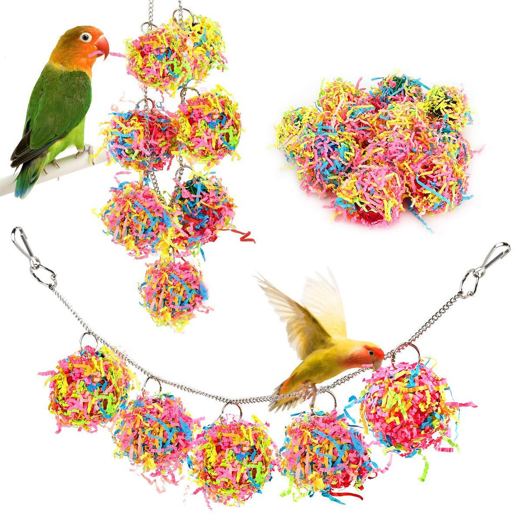 [Australia] - Lewondr Bird Chewing Toys, 10 Packs Bird Parrot Shredder Toy Foraging Hanging Cage Chew Toy Swing with Rings Parrot Foraging Hammock for Cockatiel Conure African Grey Parakeets - Colorful 