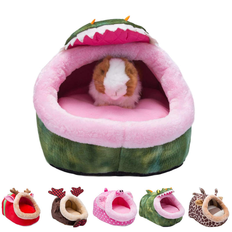 [Australia] - Orangdogo Guinea Pig Bed Accessories Cage Toys Warm Small Animal Pet Bed House for Hedgehog Chinchilla Rabbit Hamster Rat Chinchillas Habitat L Crocodile (Green) 