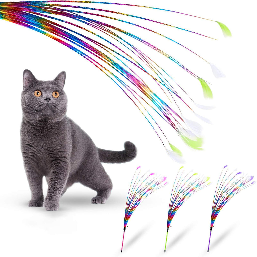 [Australia] - ZooZoo Cat Toy 20" Interactive Feather Jingling Bell Teaser Wand 3-Pack, Flexible Multi-Wire Pet Stimulate Active Play Motion Sound Attention Health Happy Kitten Exercise Fun Hunter Instinct Entertain 