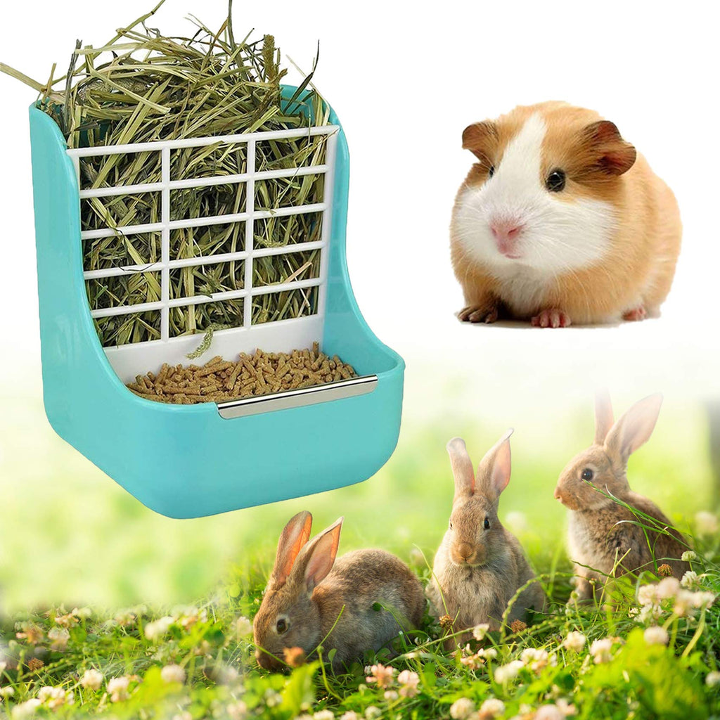 [Australia] - STTQYB Rabbit Hay Feeder, Bunny Feeder Rabbit Guinea Pig Feeder 2 in 1 Hay Food for Guinea Pig Bunny Rabbit Food Hay Feeder Small Animals Food Hay Feeder 1 Pack Blue 