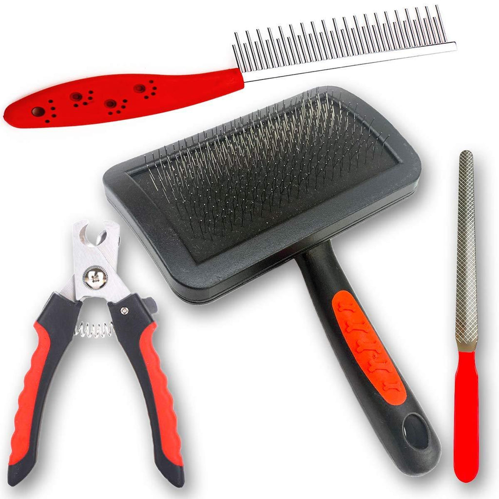 [Australia] - Dog & Cat Cleaning Slicker Brush | Dog Nail Clippers and Grooming Supplies|Shedding and Grooming Tools|Dog Combs for Small Medium Large Cats Dogs for All Breeds & Hair Types 