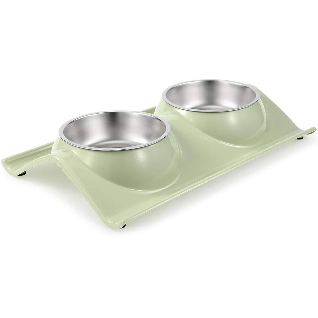 UPSKY Double Dog Cat Bowls Premium Stainless Steel Pet Bowls No-Spill Resin Station, Food Water Feeder Cats Small Dogs. fruit green - PawsPlanet Australia