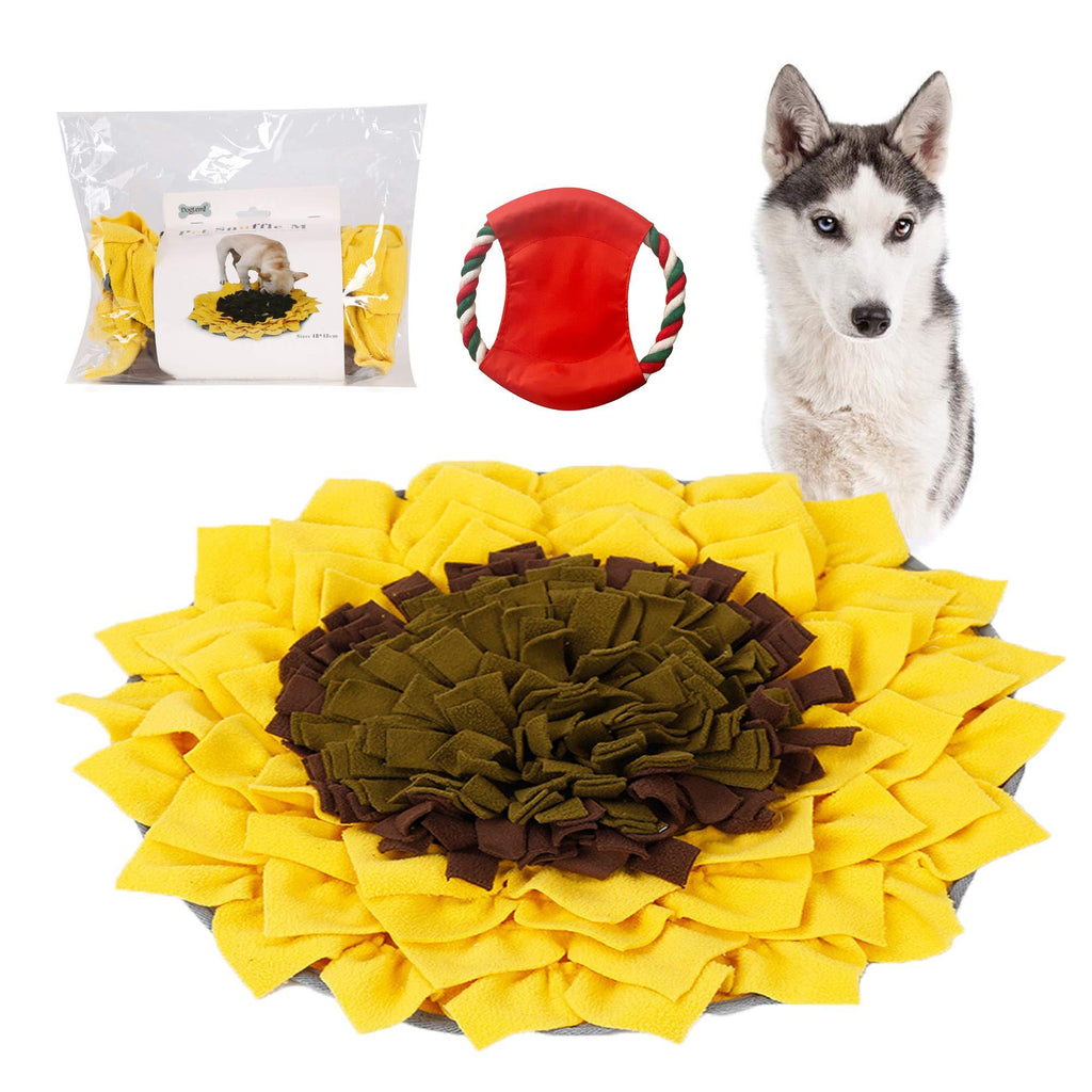 [Australia] - U/N Snuffle Mat for Dogs，Dog Puzzle Toys，Dog Snuffle Mat Sunflower Boredom Medium Small Cat Pet Machine Washable Indoor Game Feed Treat Food Interactive Dispensing (Yellow) 