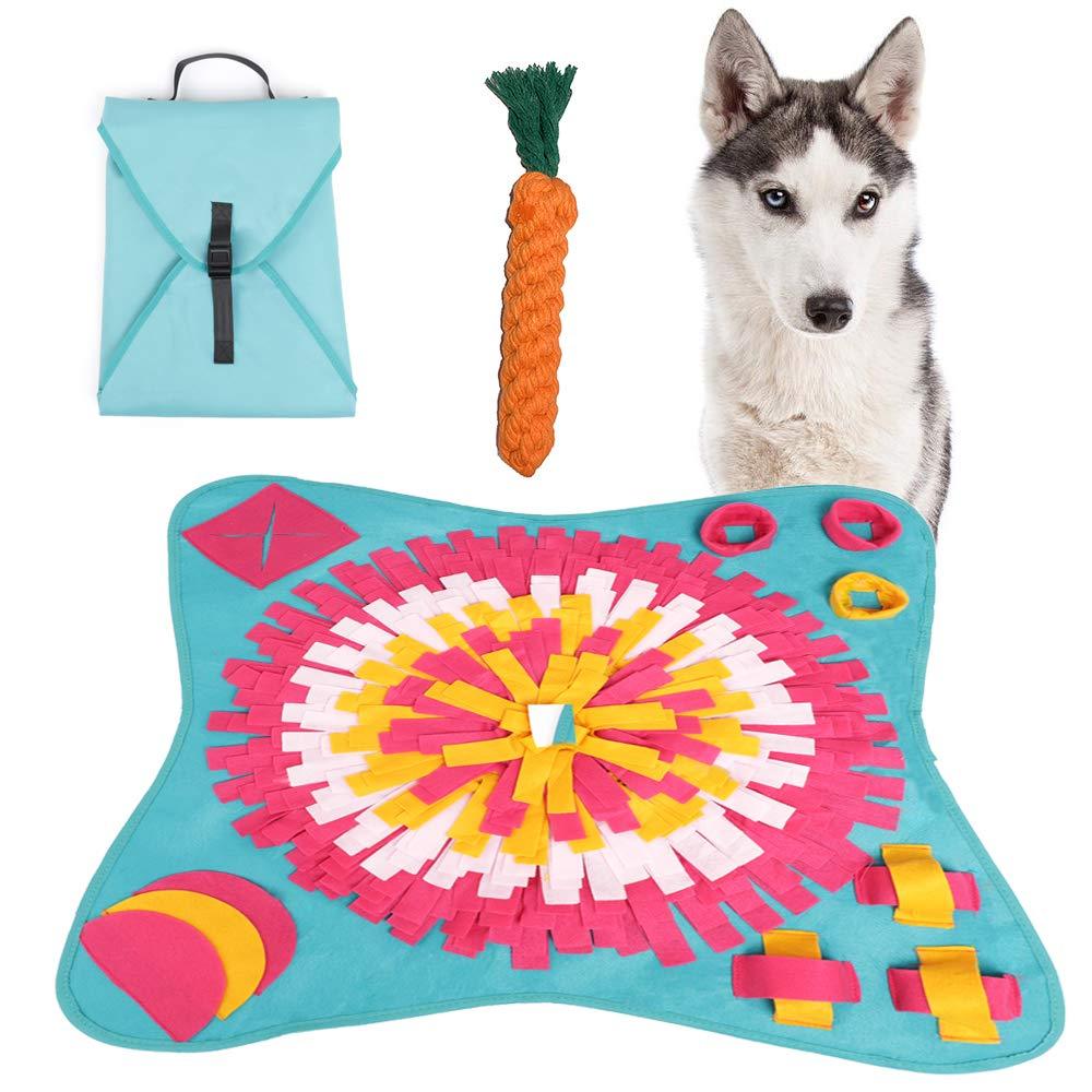 [Australia] - U/N Snuffle Mat for Dogs Large，Dog Puzzle Toys，Dog Snuffle Mat Boredom Medium Small Cat Pet Machine Washable Indoor Game Feed Treat Food Interactive Dispensing (Large, Blue) 
