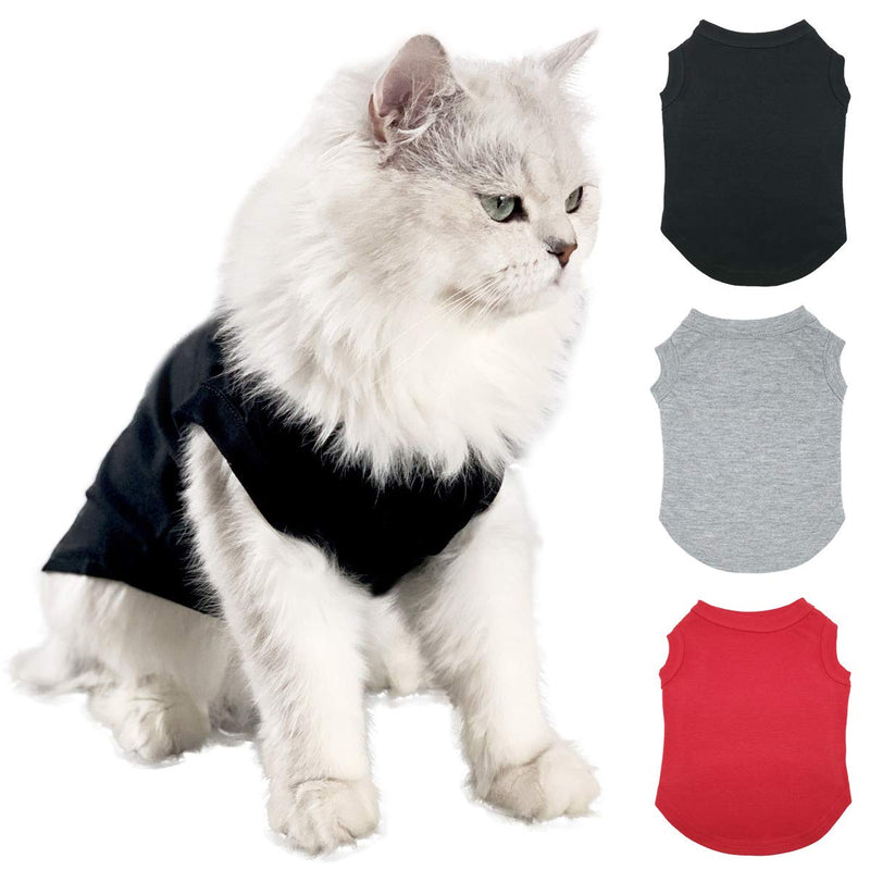 Dog Shirts Pet Clothes Blank Clothing, 3pcs Puppy Vest T-Shirt Sleeveless Costumes, Doggy Soft and Breathable Apparel Outfits for Small Extra Small Medium Dogs and Cats XS Black+Grey+Red - PawsPlanet Australia