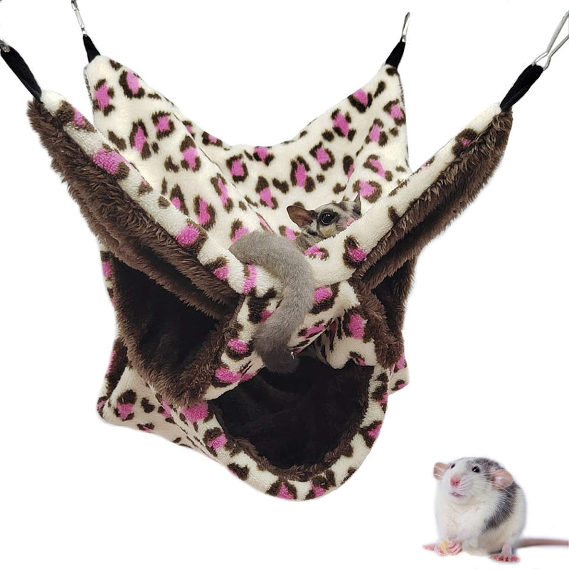 LeerKing Small Animal Hammocks Ferret Rat Bunk Bed Warm Plush 3 Tier Hanging Cage Bed Nap Sack for Sugar Glider Squirrel Chinchilla Hideout Beige - PawsPlanet Australia