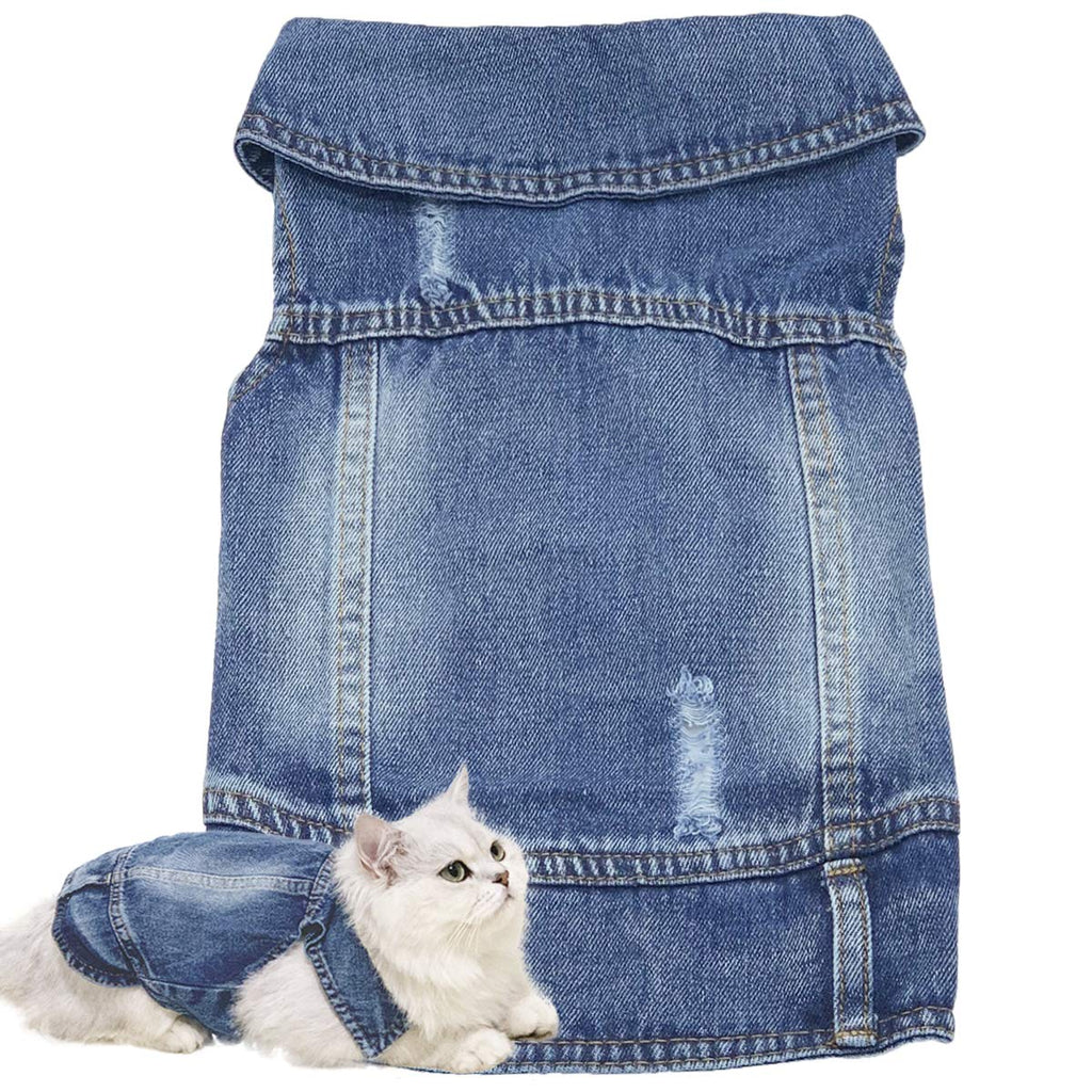 [Australia] - Tealots Dog Jean Jacket, Soft and Cool Shirt, Dog Cowboy Clothes Pet Jacket Coats, Puppy Outfits Blue Denim Vests for Small Medium Large Dogs Boy and Cats Clothing Apparel XS 