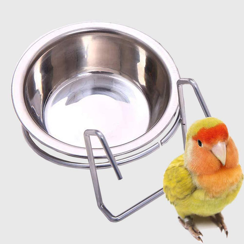[Australia] - QBLEEV Birdcage Bird Feeder Birds Bowls for Cage Parakeet Food Dish Parrot Feeders Water Bowls Stainless Steel Dishes Coop Cups with Wire Hook for Small Animals Finches Lovebirds[1 Pack] 1 Pack 