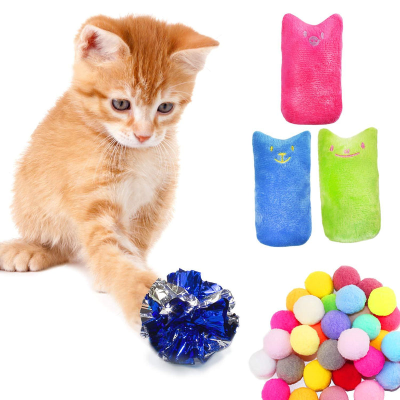 [Australia] - Cat Toys Variety Bundle Set, Interactive Cat Toy Set Including 30Pcs Soft Cat Toy Balls, 6Pcs Mylar Crinkle Balls and 3Pcs Cat Catnip Toys for Cat Kitten Having Fun Exerciser Playing 