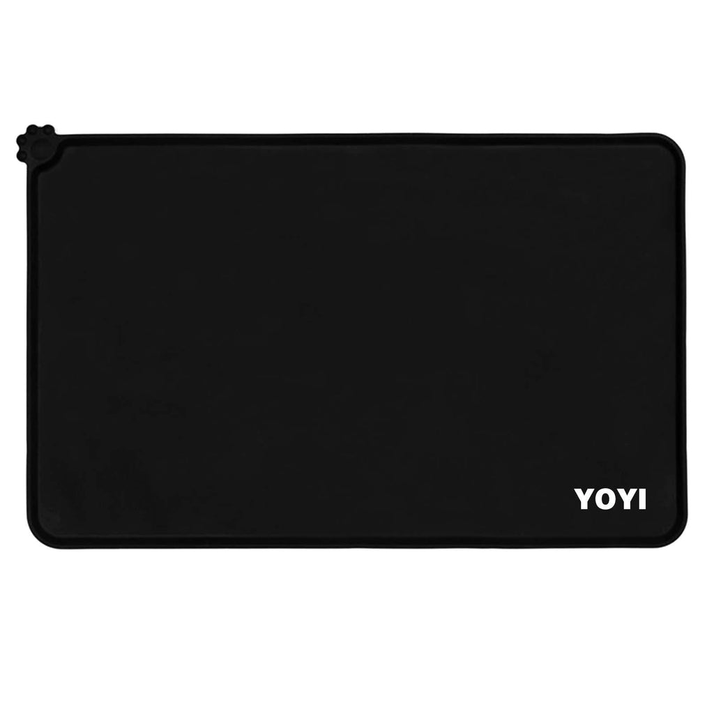 [Australia] - YOYI Dog Cat Food Mat, Anti-Slip Pet Bowl Mats, Pet Feeding Mat, Nonslip Pet Food Mat, Silicone Dog Bowl Mat, Washable Dog Mat for Food and Water, Waterproof Dog Food Mats for Floors Black 