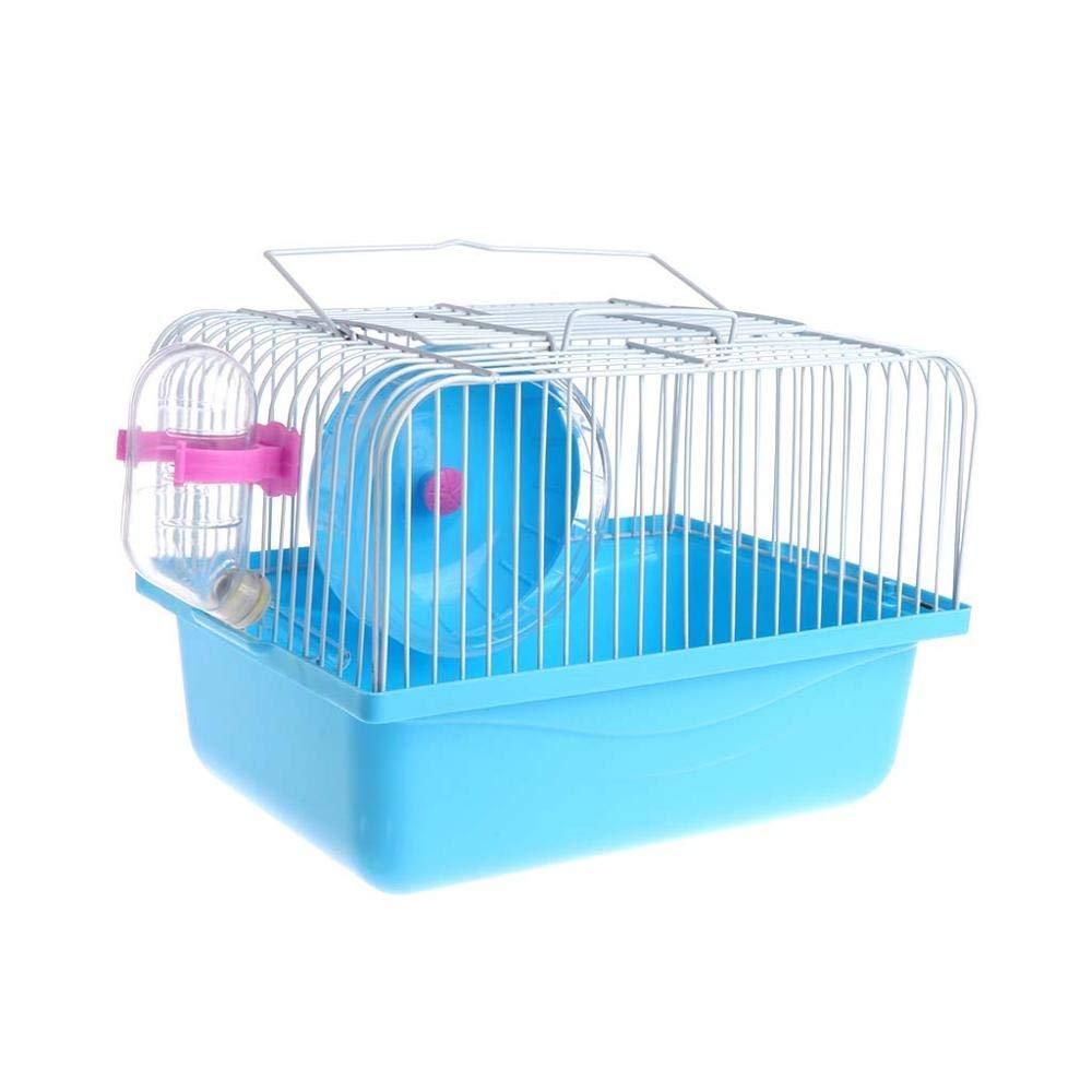 [Australia] - gutongyuan Pet Hamster Cage with Running Wheel Water Bottle Food Basin Portable Carrier House Mice Home Habitat for Going Out, Traveling Blue 