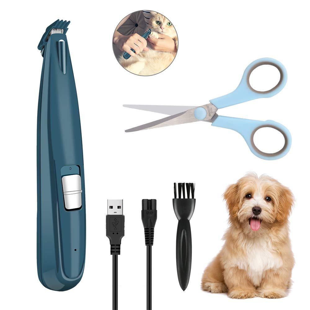 [Australia] - Number-one Dog Grooming Clippers, Cordless Pet Hair Trimmer with Scissor Comb Cleaning Brush and USB Cable Quiet Rechargeable Shaving Tools for Dog Cat Hair Around Face, Eyes, Ears, Rump, Paws (Blue) 