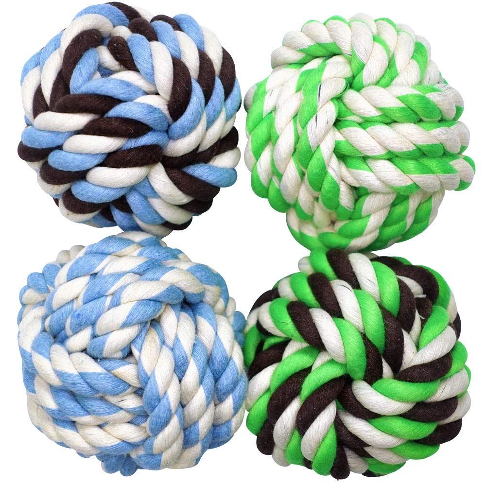 Otterly Pets Dog Toys for Medium Breed Dogs Rope Dog Ball Aggressive Chewers Cotton Balls Outdoor and Indoor Play (4-Pack) - PawsPlanet Australia