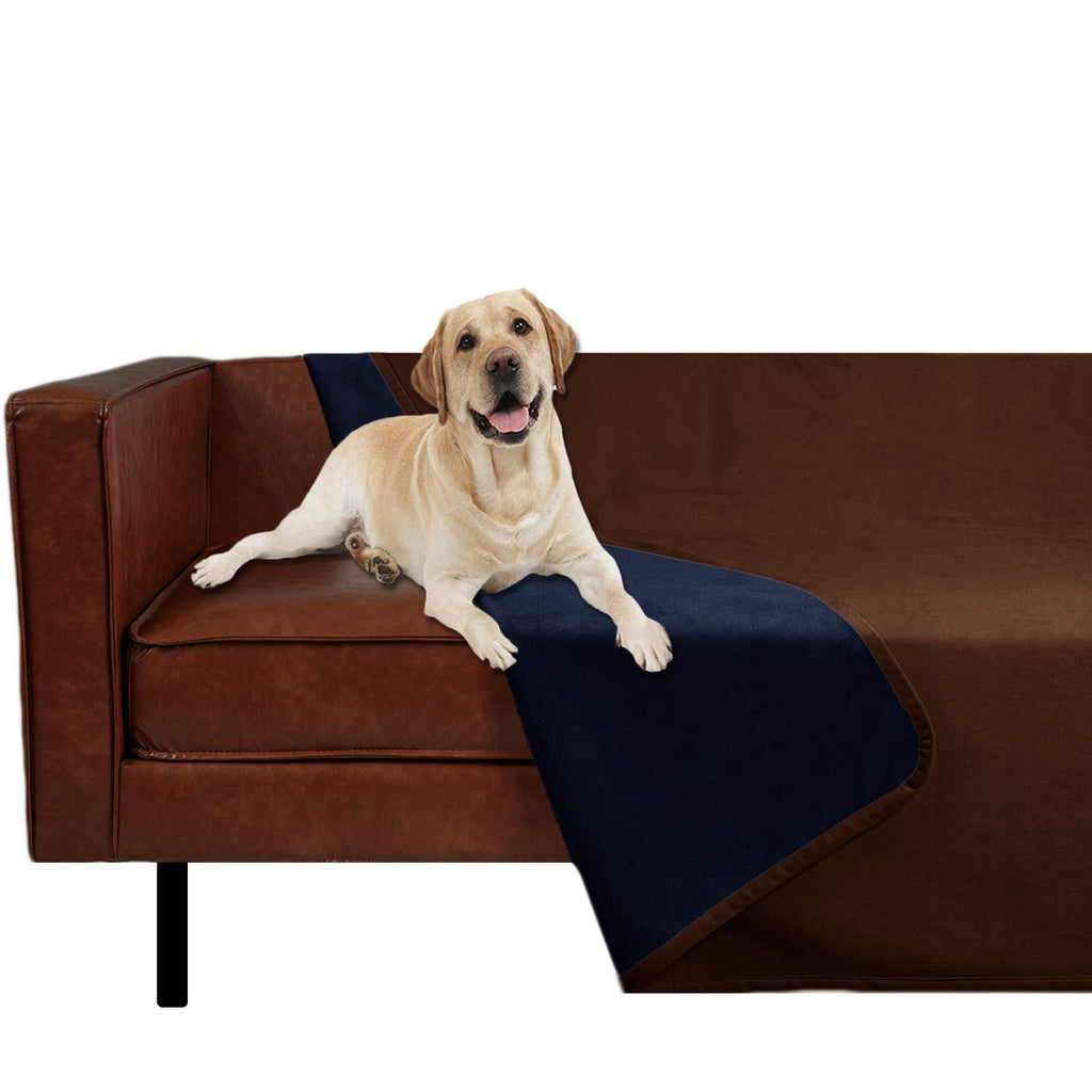 Ameritex Pet Bed Blanket Reversible 100% Waterproof Velvet Super Soft for Sofa and Bed 40x60 Inches Chocolate+Navyblue - PawsPlanet Australia