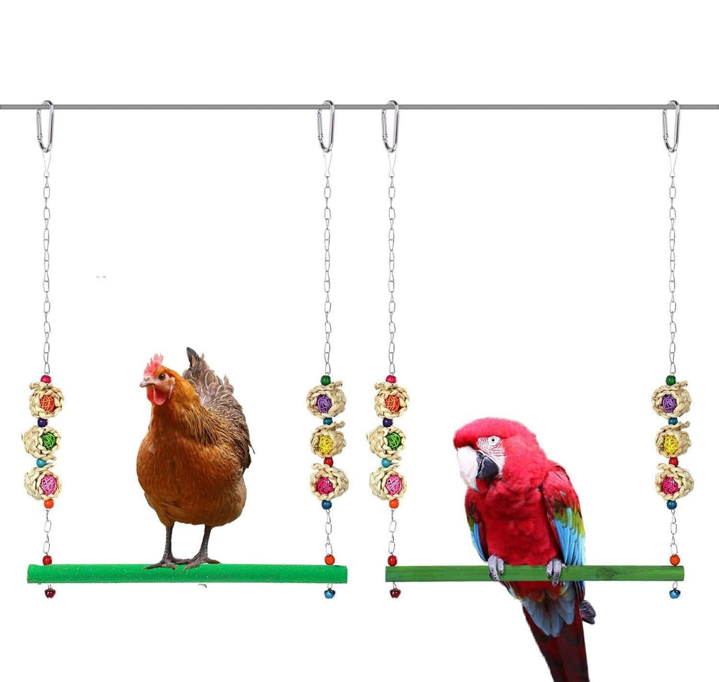 [Australia] - Ximei 2 Pack Natural Wooden Chicken Swing Toys-Colorful Chicken Stand Toy Bird Swing Toy Chicken Coop Accessories for Chicken, Hens, Medium&Large Bird, Parrot, Macaw 