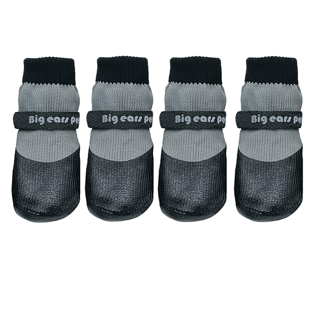 [Australia] - Unbrands Black Autumn and Winter Knitted Rubber Non-Slip Dog Socks Dog Shoes and Socks Dog Shoes Waterproof Socks with Fixed Belt Non-Slip wear-Resistant Protection for Dog Paws Medium 