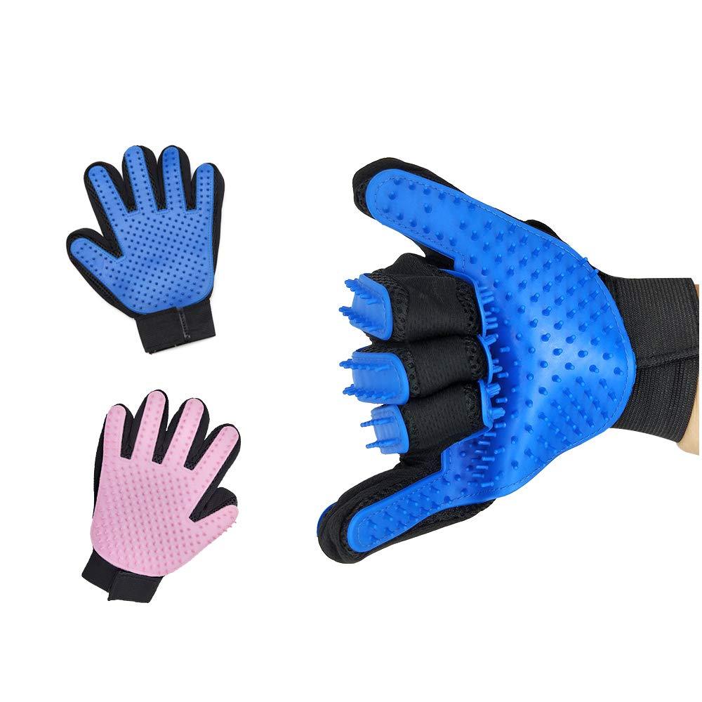 [Australia] - grneric Two-Sided Pet Grooming Gloves Dog Bathing Shampoo Brush, Eco-Friendly Silicone Hair Removal Gloves with High Density Teeth for Cats, Dogs，with Long & Short Fur Blue 