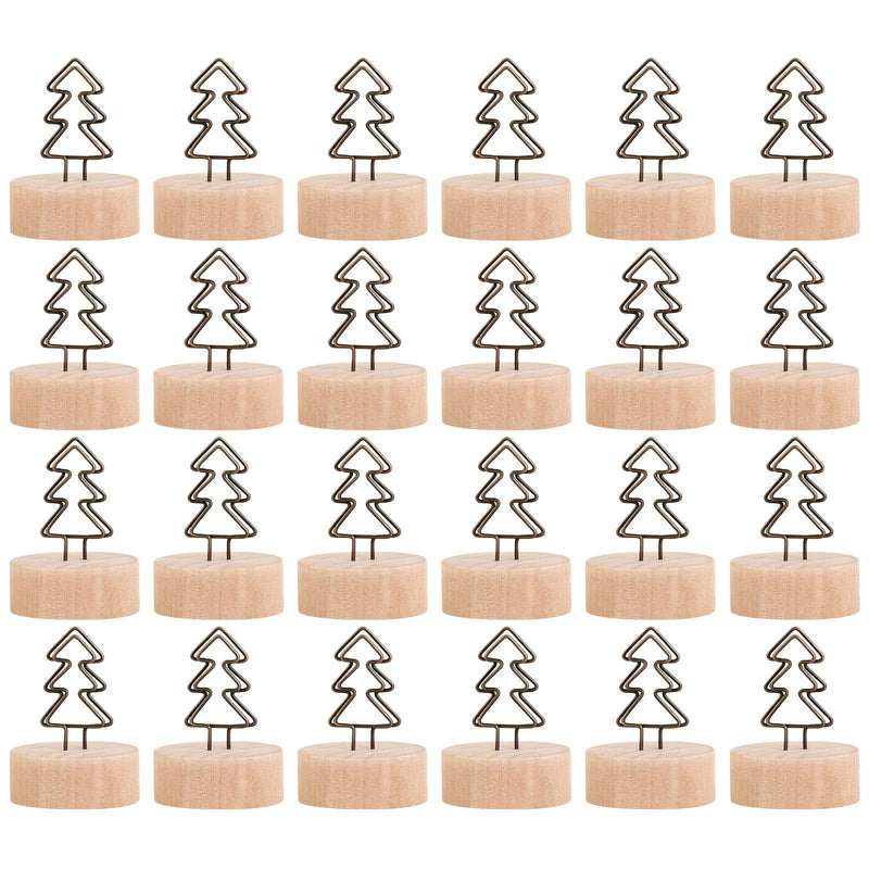 ADXCO 24 Pack Christmas Party Decoration Card Holders Wooden Base Card Holders Rustic Iron Wire Picture Picks Clip Holder Picture Memo Note Photo Clip for Wedding Office Christmas Table Decorations - PawsPlanet Australia