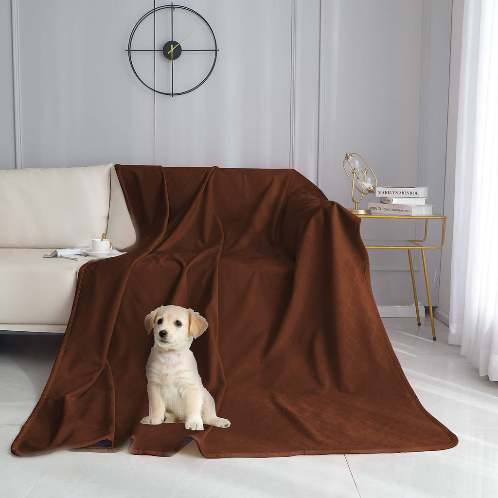 fuguitex Waterproof Dog Blanket Bed Cover Dog Crystal Velvet Fuzzy Cozy Plush Pet Blanket Throw Blanket for Couch Sofa 40*60” Chocolate+navy - PawsPlanet Australia