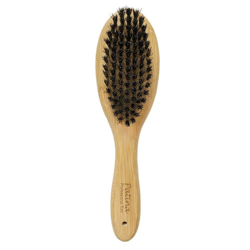 [Australia] - Patina Pet Grooming Brush,Natural Bamboo Boar Bristles Brush for Matted Short and Long Haired Dogs Cats Gentle Easy Grooming Massage 