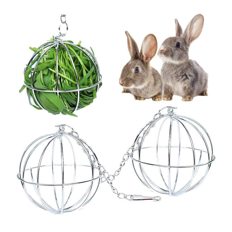 Heiqlay Hay Feeder Ball, Hay Rack Ball Rabbit Ball Feeder Stainless Steel Hay Feeder Food Manger Treat Toy For Chinchillas Guinea Pig Hamster Rat Rabbit Chicken Anti-bite With Hanging (3pcs, 8 cm) - PawsPlanet Australia