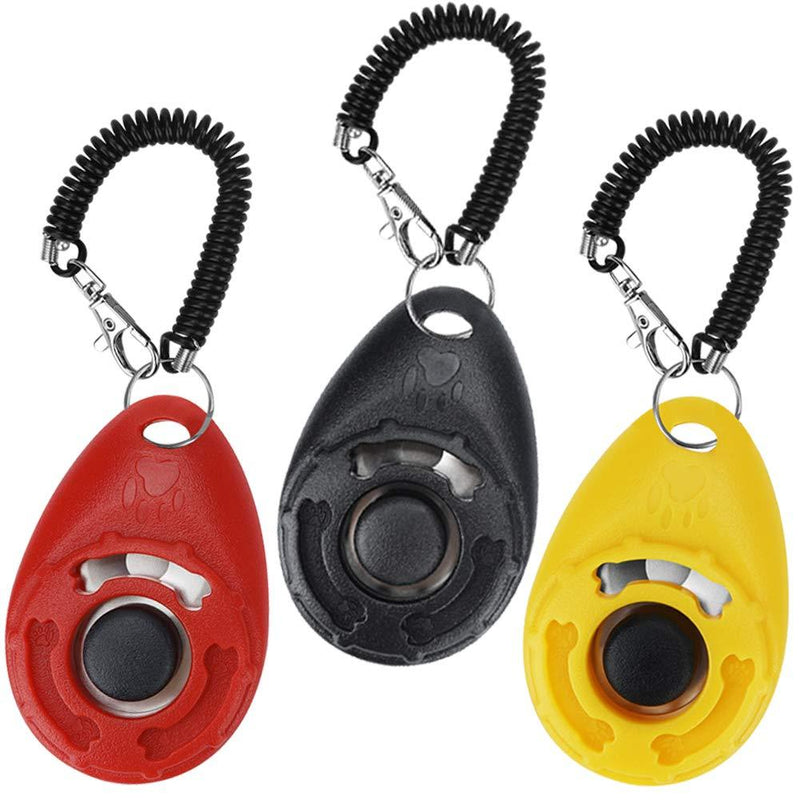 [Australia] - MaGreen 3-Pack Dog Training Clicker Large Button Dog Clicker Portable with Wrist Strap - Pet Training Clickers for Dogs Cats Puppy Birds Horses (Black+Red+Yellow) 