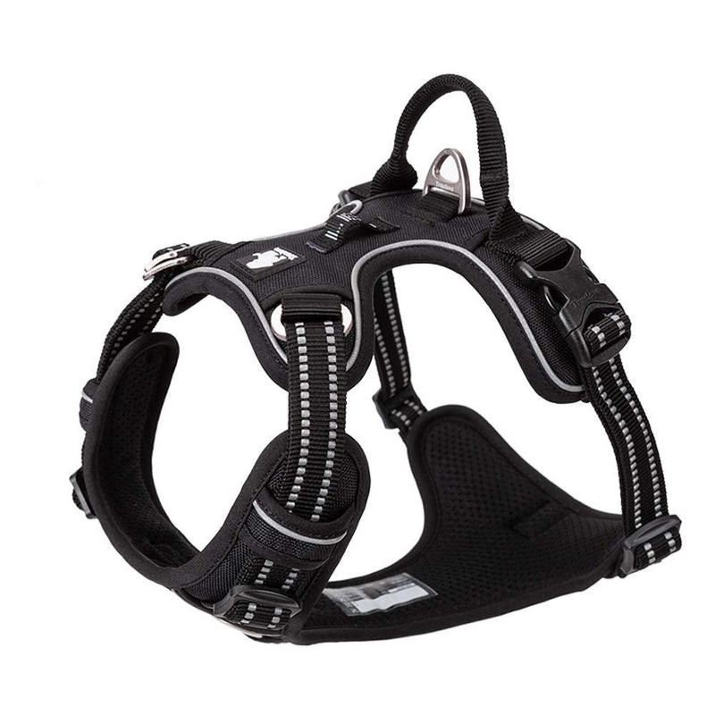 [Australia] - TRUE LOVE Dog Harness No Pull Nylon Reflective Pet Harness Adjustable Comfortable Control Step-in Brilliant Colors Truelove TLH56512 XS Black 