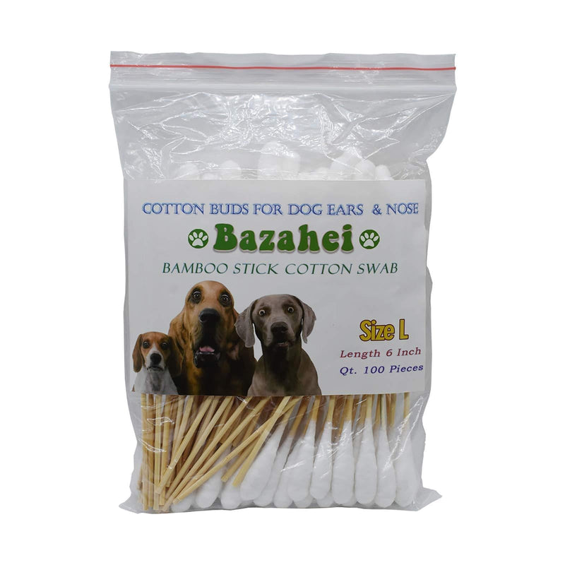 Bazahei Dog Ear Care 6 Inch Cotton Buds Bamboo Sticks,Professional Large Cotton Buds for Dogs, 100% Cotton (L Size) - PawsPlanet Australia