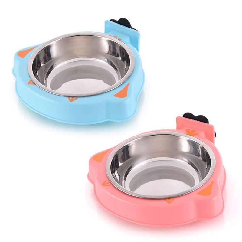 [Australia] - kathson Crate Dog Bowl Removable Stainless Steel Hanging Cage Pet Food & Water Feeder Bowls Coop Cup for Puppy Cat Bird(2 PCS) 