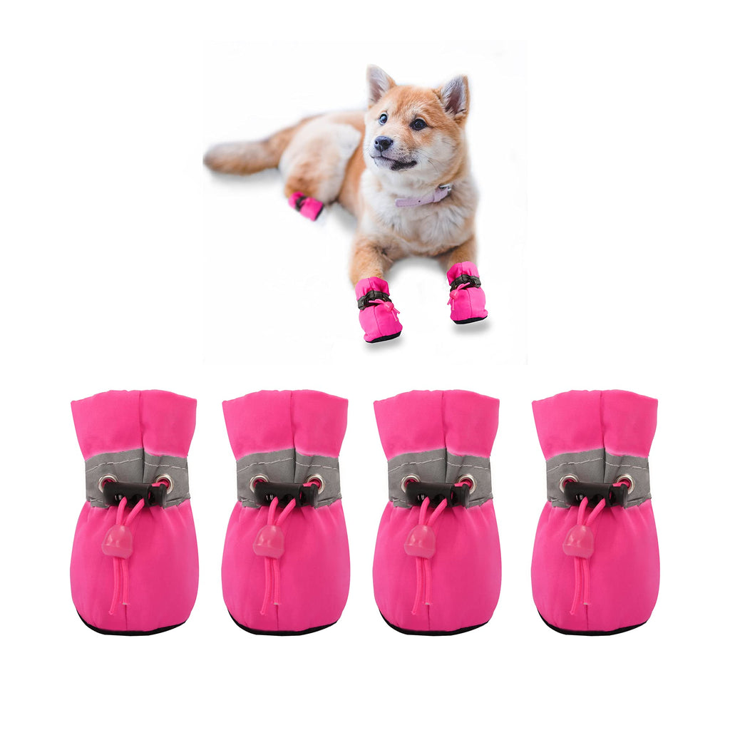 YAODHAOD Dog Shoes for Small Dogs Anti-Slip Dogs Boots Paw Protector with Reflective Straps Lightweight Walking Pet Booties for Small and Medium Pets size 2: 1.27"x0.9"(L*W) Pink - PawsPlanet Australia