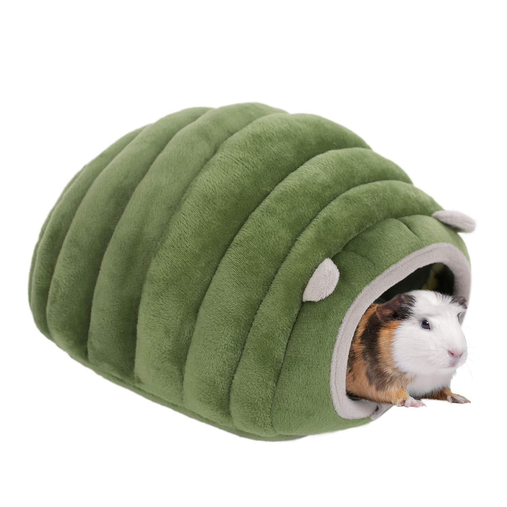 [Australia] - SAWMONG Hamster Guinea Pig Bed, Warm Cotton Caterpillar Shape Hideout Bed House for Hedgehog & Young Guinea Pig S Green 
