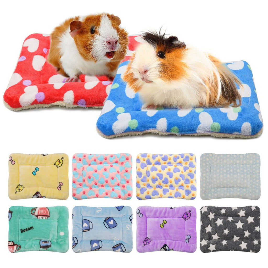[Australia] - RYPET Small Animal Bed 2PCS - Rabbit Guinea Pig Hamster Bed Winter Warm Fleece Sleep Pad for Squirrel Hedgehog Bunny Chinchilla and Other Small Animals, Random Color S: (7.8*11.8inch) 2PCS 