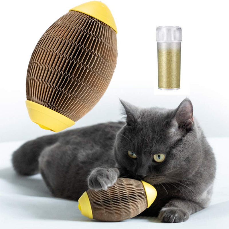[Australia] - Cat Toys for Indoor Cats, Upgrade Catnip Kitten Toys for Cats, Cardboard Scratch Ball Refillable Catnip Toy Cat Tickle Toy Set with Catnip, Cat Interactive Toys for Kitten Scratching Playing Oval 