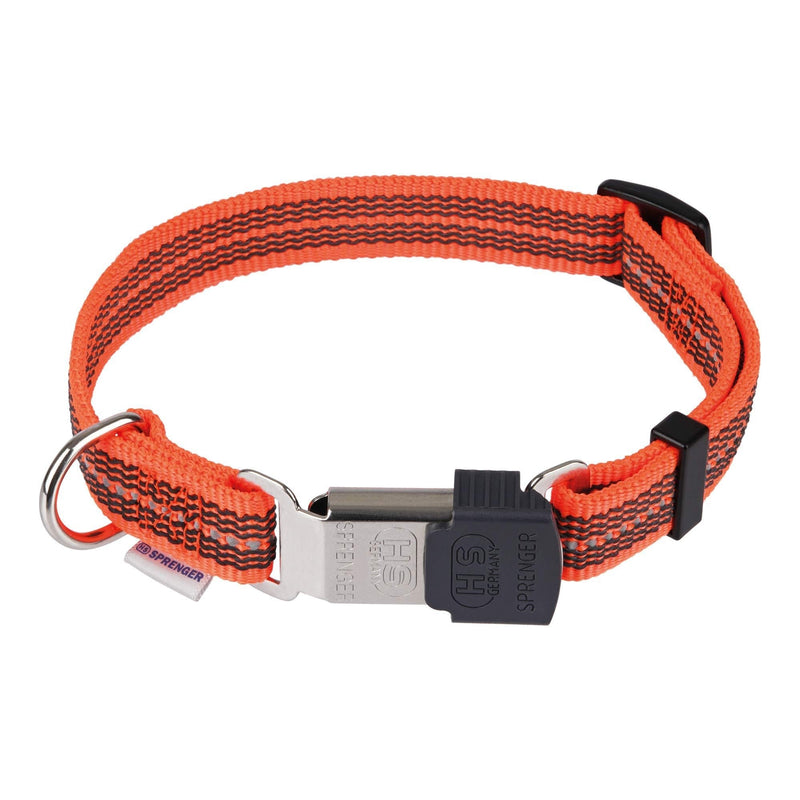 Herm Sprenger – Adjustable Rubberized Reflective Dog Collar for Medium Large Dogs with ClickLock Buckle – Overall Length 16-22 inches Orange - PawsPlanet Australia