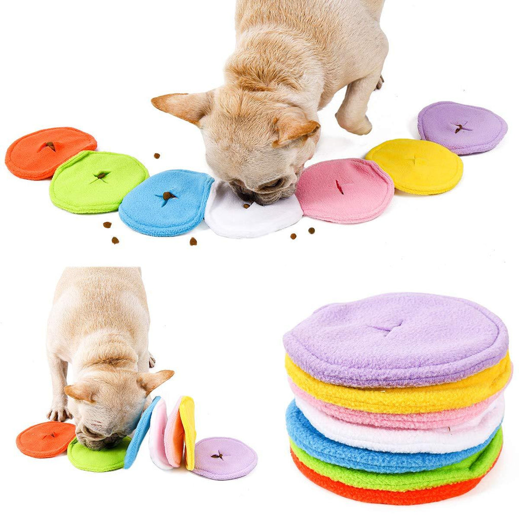 [Australia] - PUMYPOREITY Colorful Macaron Dog Snuffle Mat, Puppy Sniffing Training Puzzle IQ Toys, Slow Feeding Mat, Pet Chewing Activity Plush Toy for Stress Release 
