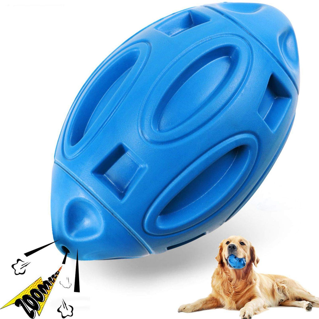 [Australia] - YUANDAO Squeaky Dog chew Ball Dog chew Toys for Aggressive Chewers, Dog Toys Ball Pet Squeaky Toys Rubber Rugby Ball Interactive and Trainning Chew Toys Fetch Toy Ball for Dogs BLUE 