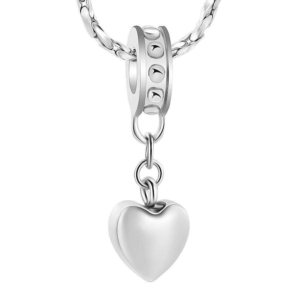 Imrsanl Cremation Jewelry for Ashes Stainless Steel Memorial Jewelry Heart Urn Pendants Charm Beads for Bracelets/Necklaces for Ashes Silver - PawsPlanet Australia