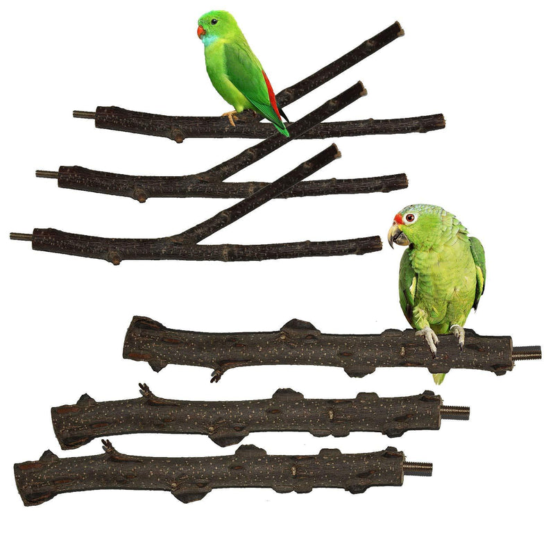 kathson Parrot Perches Birds Stand Pole Toy Natural Wood Perch Bird Cage Accessories for Parakeet, Budgies, Lovebirds（6 PCS） - PawsPlanet Australia