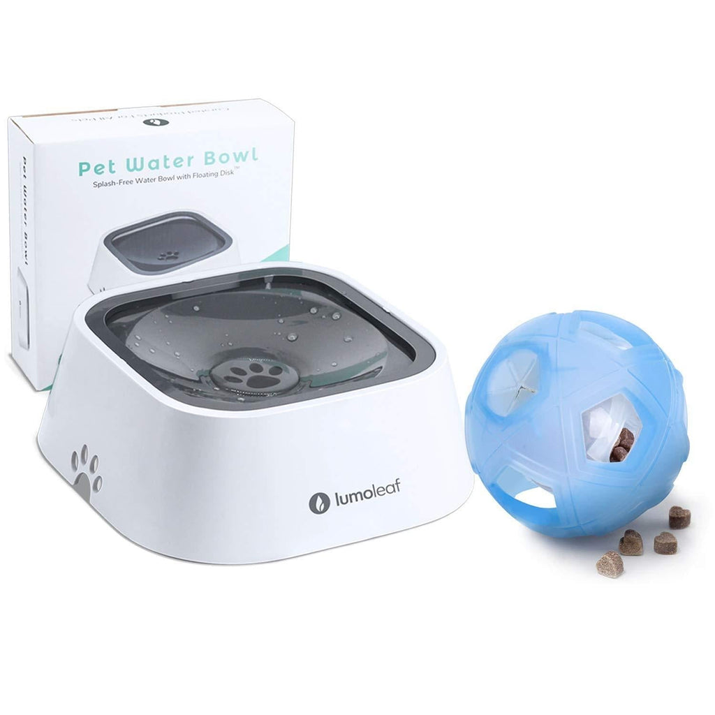 LumoLeaf No-Spill Dog Water Bowl + Dog Treat Ball，No-Slip Slow Feeder & IQ Treating Ball for Indoor Activity, Self-Interactive Combination for Dogs, Puppies. - PawsPlanet Australia