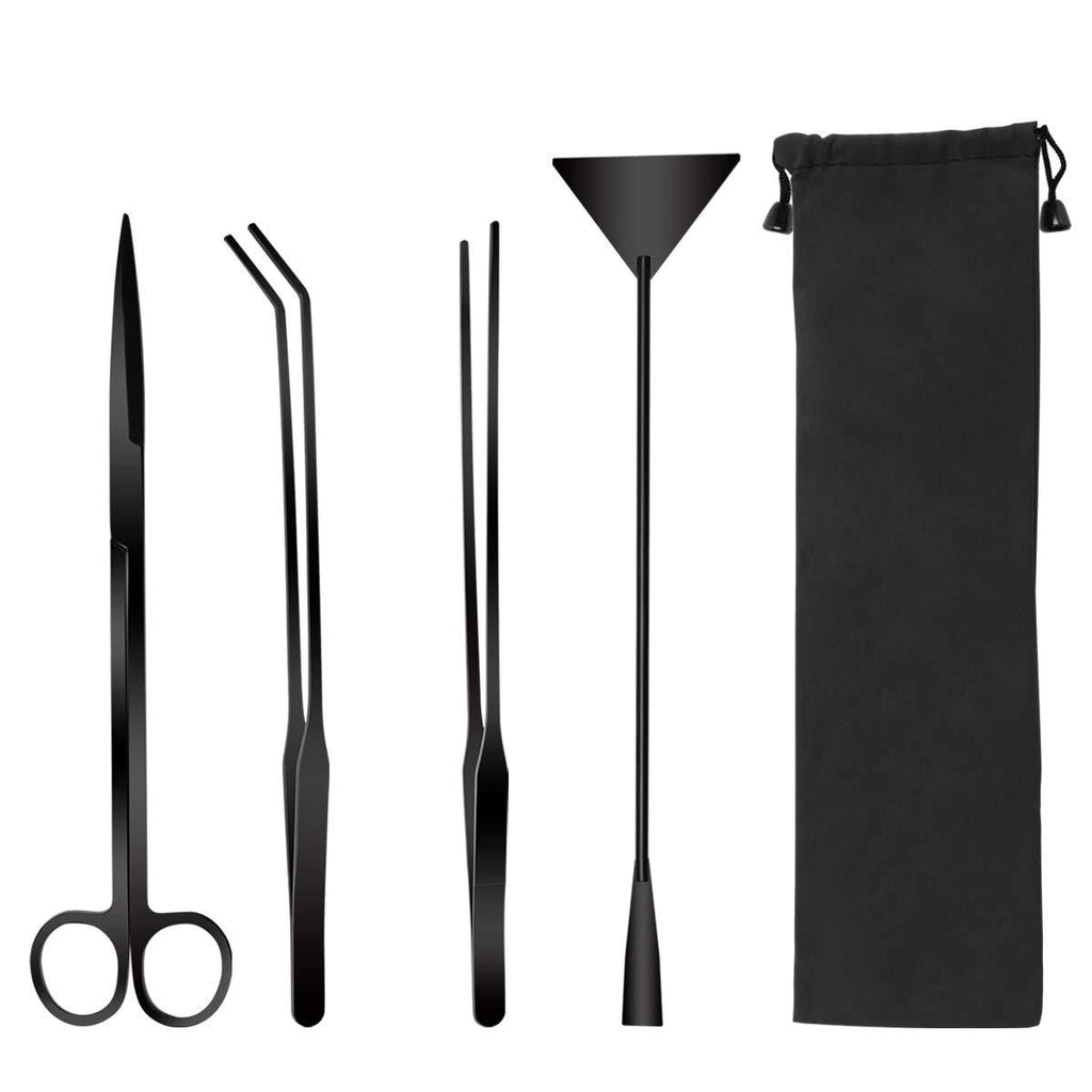 Catcan Quarium Aquascape Tools Kits, 4 in 1 Anti-Rust Aquatic Plant Aquascaping Tool Stainless Steel Black Tweezers Scissors Spatula for Aquarium Tank Clean Fish Tank Aquascape Tools Sets (Black) - PawsPlanet Australia