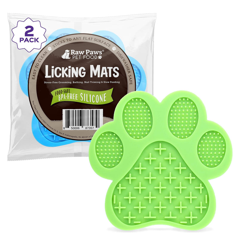 [Australia] - Raw Paws Lick Mat for Dogs & Cats, 2-ct - Boredom Busters for Dogs use in Shower, Floor & Wall - Licking Mat for Dogs - Dog Distraction Mat - Dog Slow Feeder Mat - Interactive Mat for Calming Anxiety 