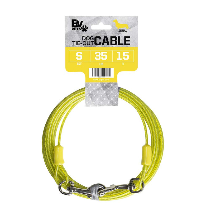 BV Pet Small/Medium Tie Out Cable for Dogs up to 35/60 Pounds, 15 feet and 25 feet Dog Cables for Outside 35lbs/ 15ft C-Yellow - PawsPlanet Australia