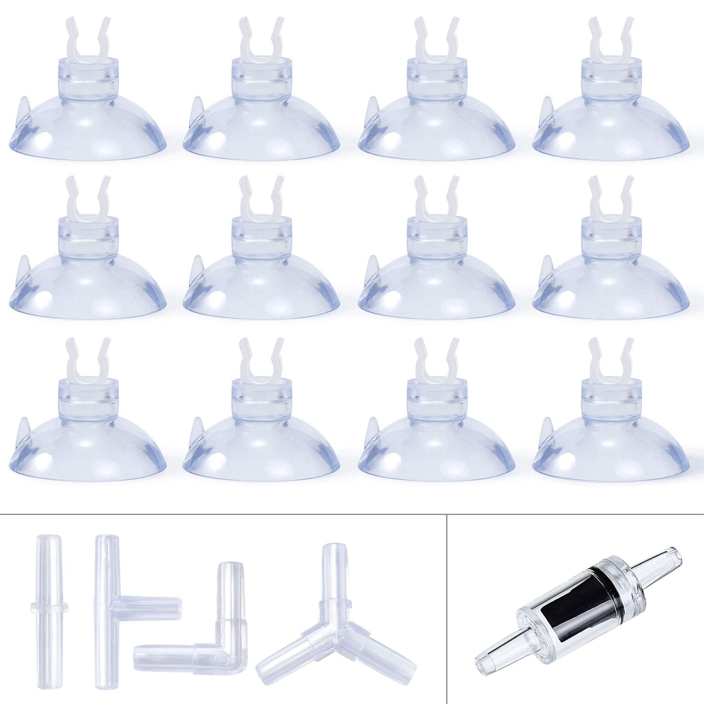 [Australia] - Mounts Sea Brothers 25-PC Professional Silicone Aquarium Airline Suction Cup for 3/16" Fish Tank Airline tubing,Connectors/Check Valves(Assorted Colors) Clear 