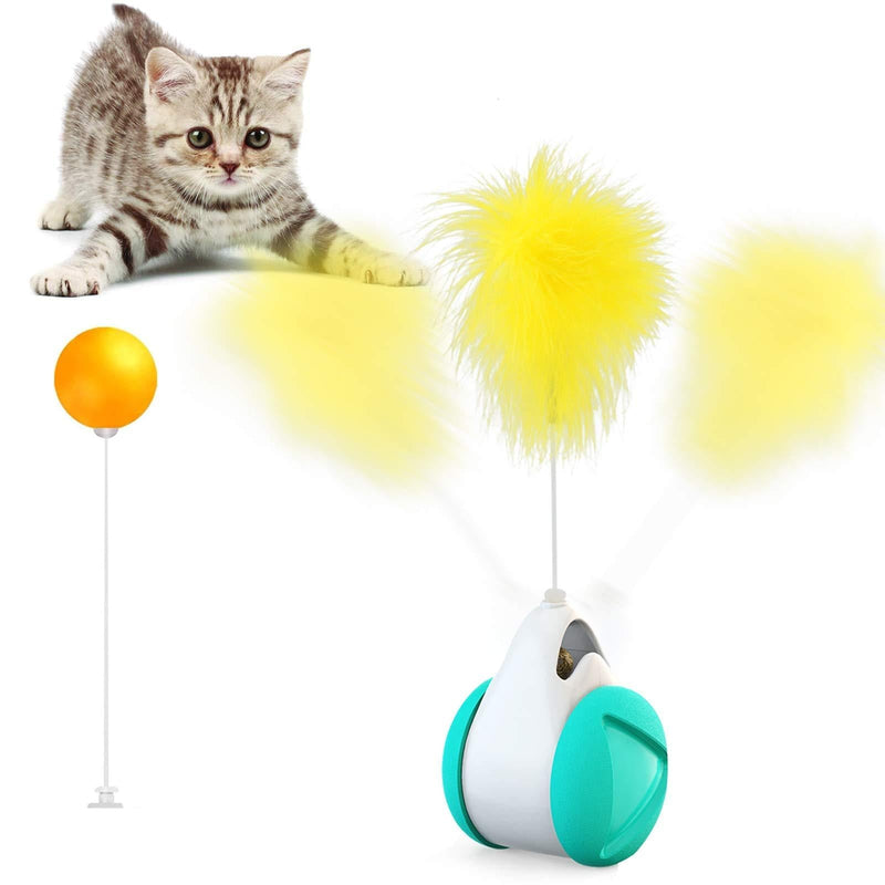 [Australia] - Cat Toy Chaser,Interactive Cat Toy Ball, Balanced Cat Chaser Catnip Toy for Indoor Cats,Exercise Kitten Toys 1 Balls and 1 Feather - Funny Interactive Pets Supplies for Cat Kitten Kitty 