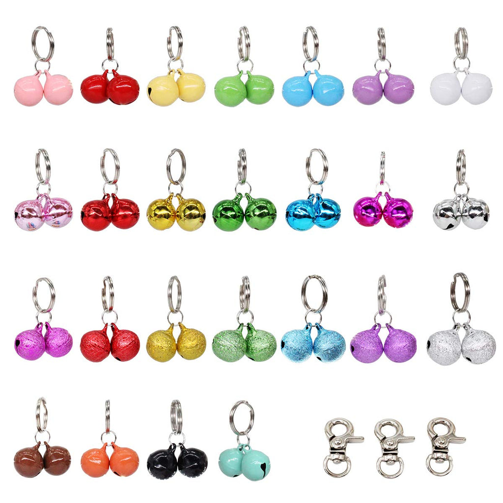 WONDERPUP 50 Pack Dog & Cat Collar Bells Charm Multiple Colors Loud Strong Training Cat Accessories for Pet Necklace Pendants Small Multi-colored - PawsPlanet Australia